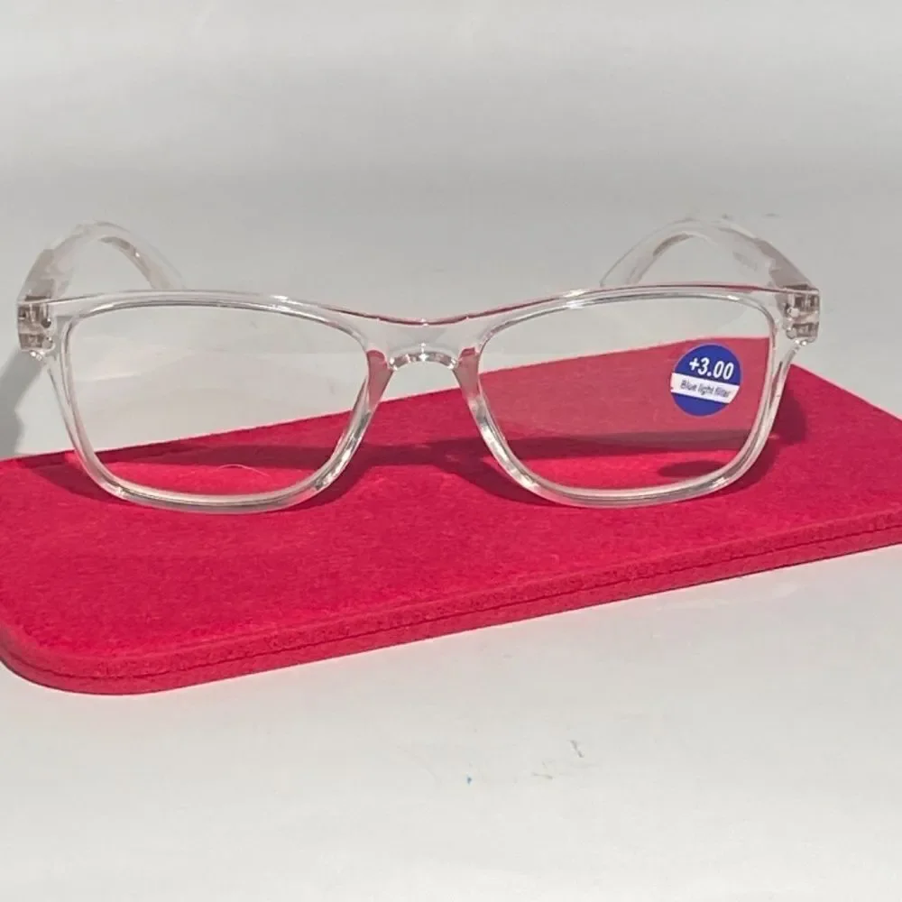 1444 Helen Reading Glasses 3.0 Readers Bluelight Filter Clear Frame NWT